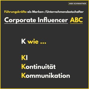 Andi Schwantner, KI, AI, Storytelling, AllMediaAI Corporate Influencer ABC, Corporate Influencer, Unternehmensbotschafter, Markenbotschafter, LinkedIn, Workshop, Seminar, Coach, Trainer für Führungskräfte, Manager und Corporate Influencer, Medien, Change Transformation, Kommunikation, LinkedIn für CEO, Medien, digitale Medien, Digital Leadership, Journalist, Social CEO, Kommunikation, Digital Business, Employer Branding, Personal Branding, Corporate Branding. Österreich. Deutschland. Schweiz. "Zukunft. Neu. Erzählen."